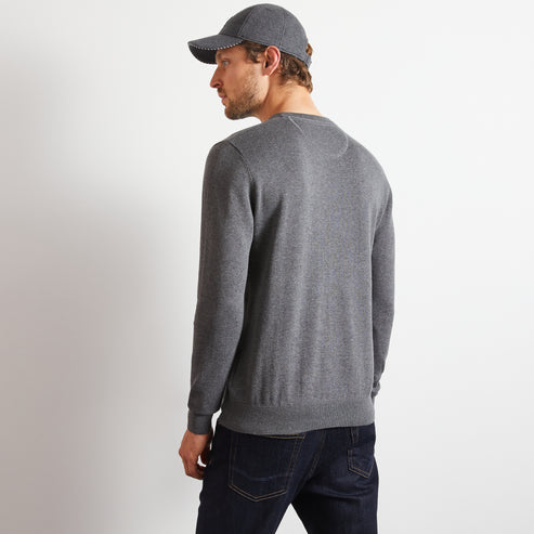 Eden Park Knitwear - Crew neck grey cotton jumper