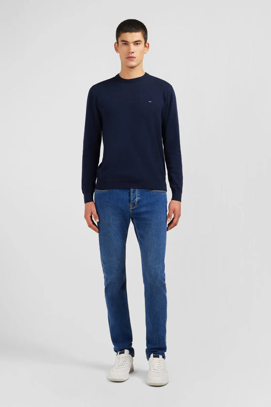 Eden Park Knitwear (H Pp Pull R New Plain Rond) Navy blue round-neck cotton sweater