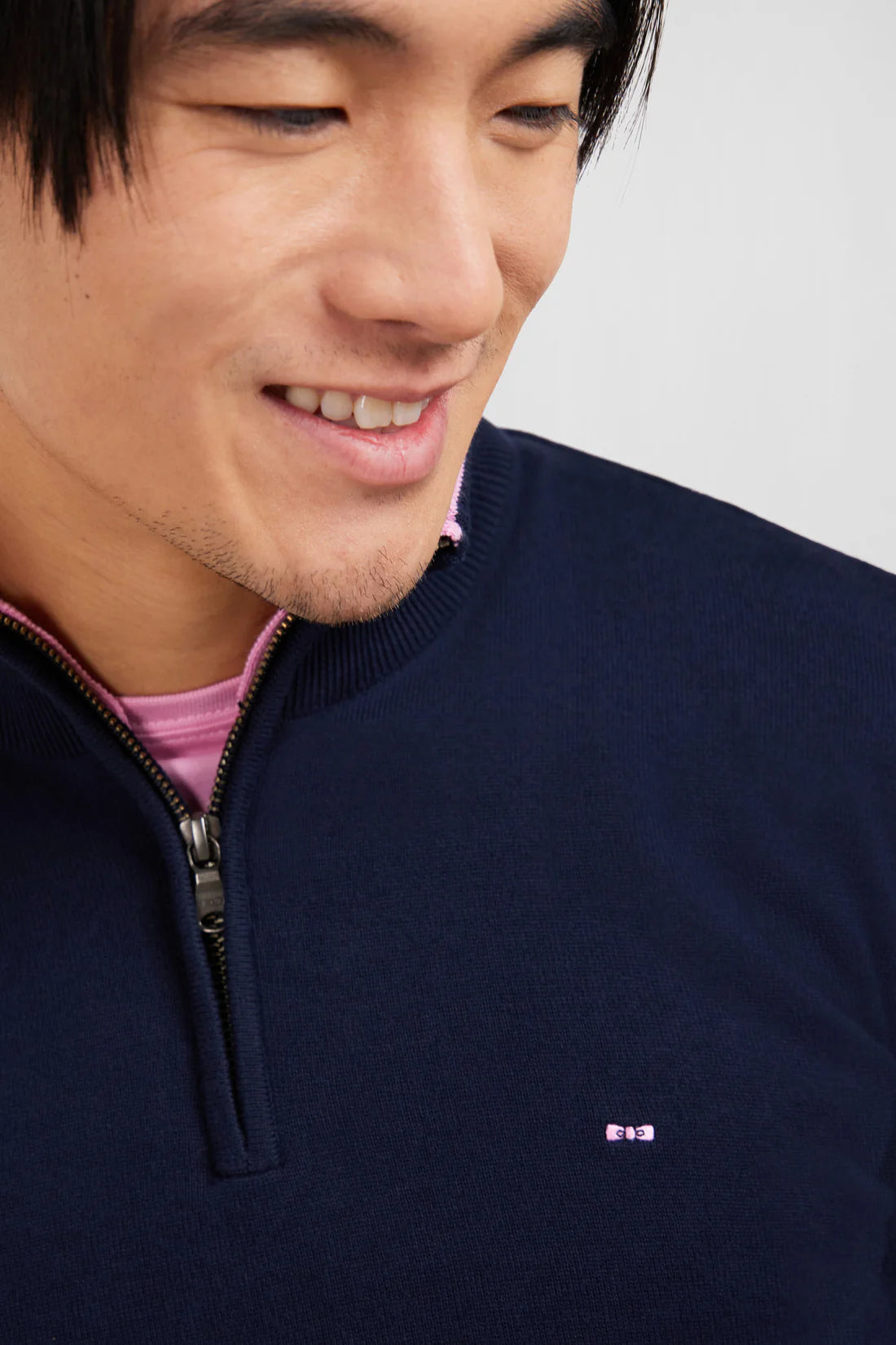 Eden Park Knitwear - Navy blue cotton Half Zip neck sweater