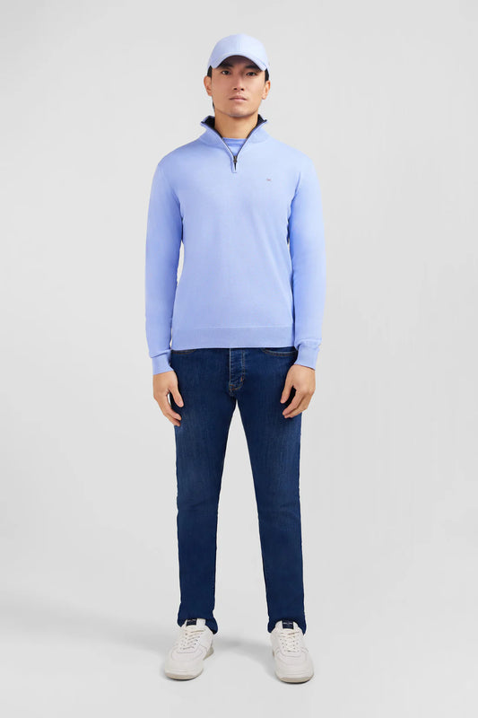 Eden Park Knitwear (H Pp Pull R New Plain Cam) (HORIZON (BLM3) - Blue cotton trucker neck sweater
