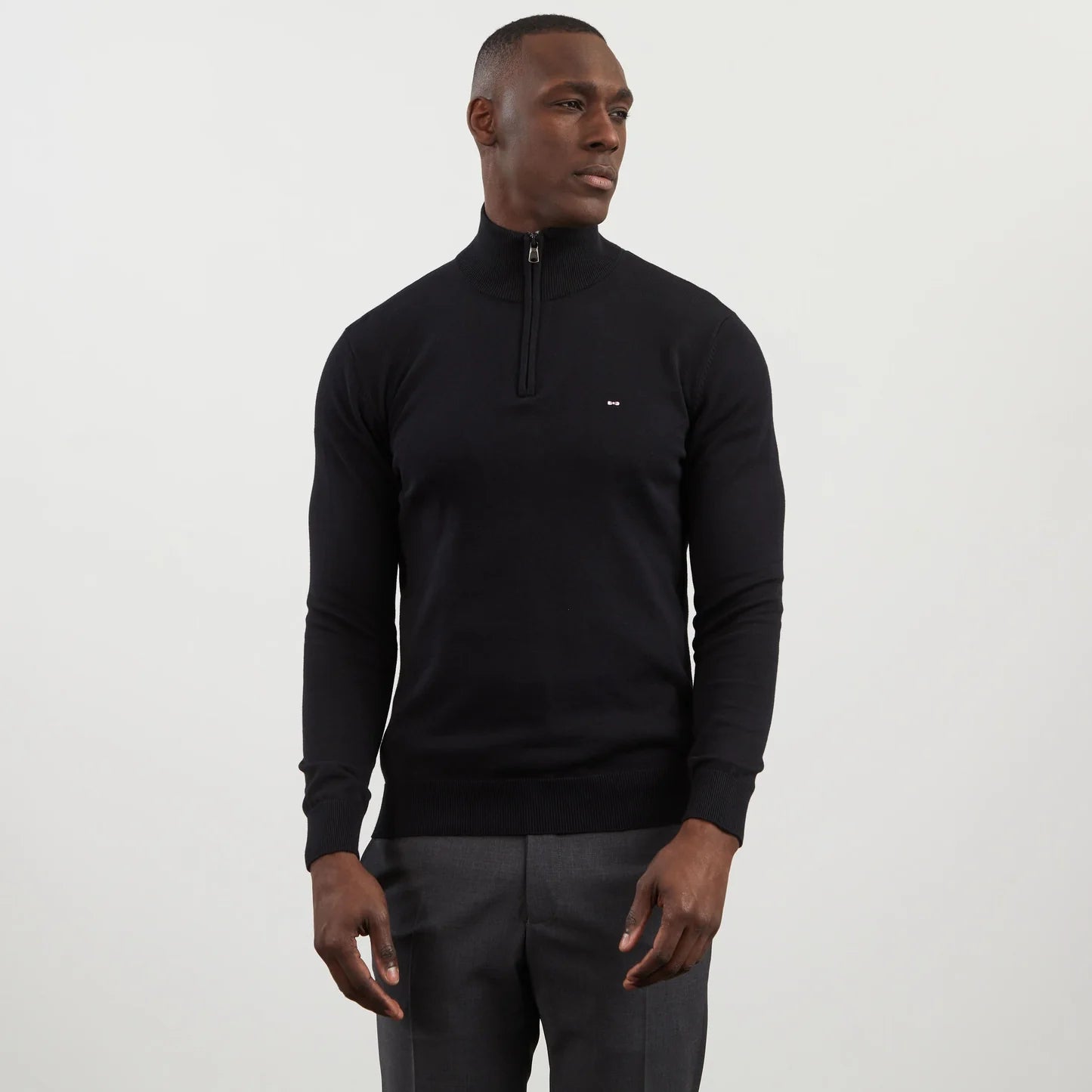 Eden Park Knitwear, in Black cotton Half Zip neck sweater