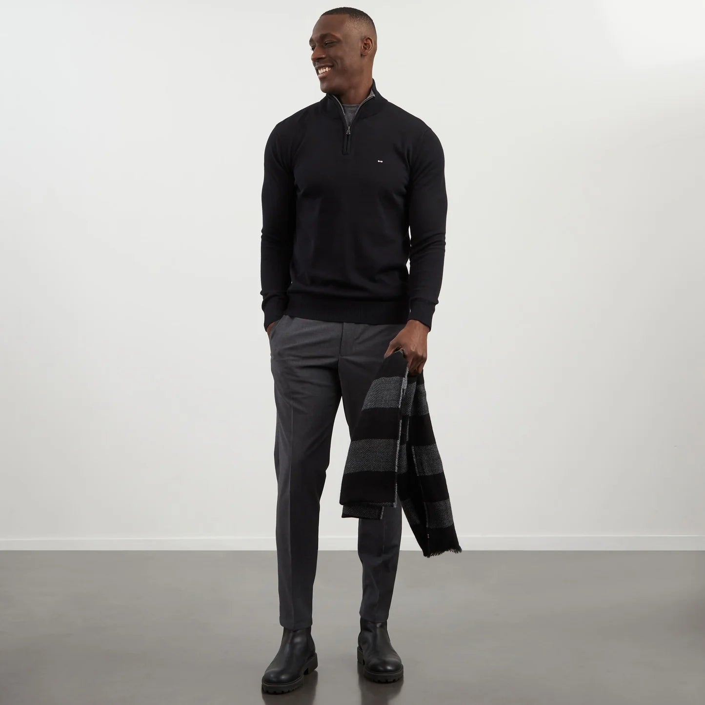 Eden Park Knitwear, in Black cotton Half Zip neck sweater