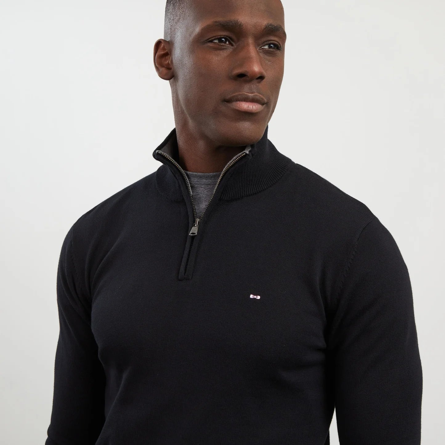 Eden Park Knitwear, in Black cotton Half Zip neck sweater