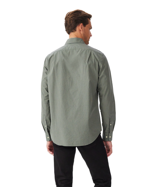 R.M. Williams Parkes Regular Poplin Shirt in Sage Navy