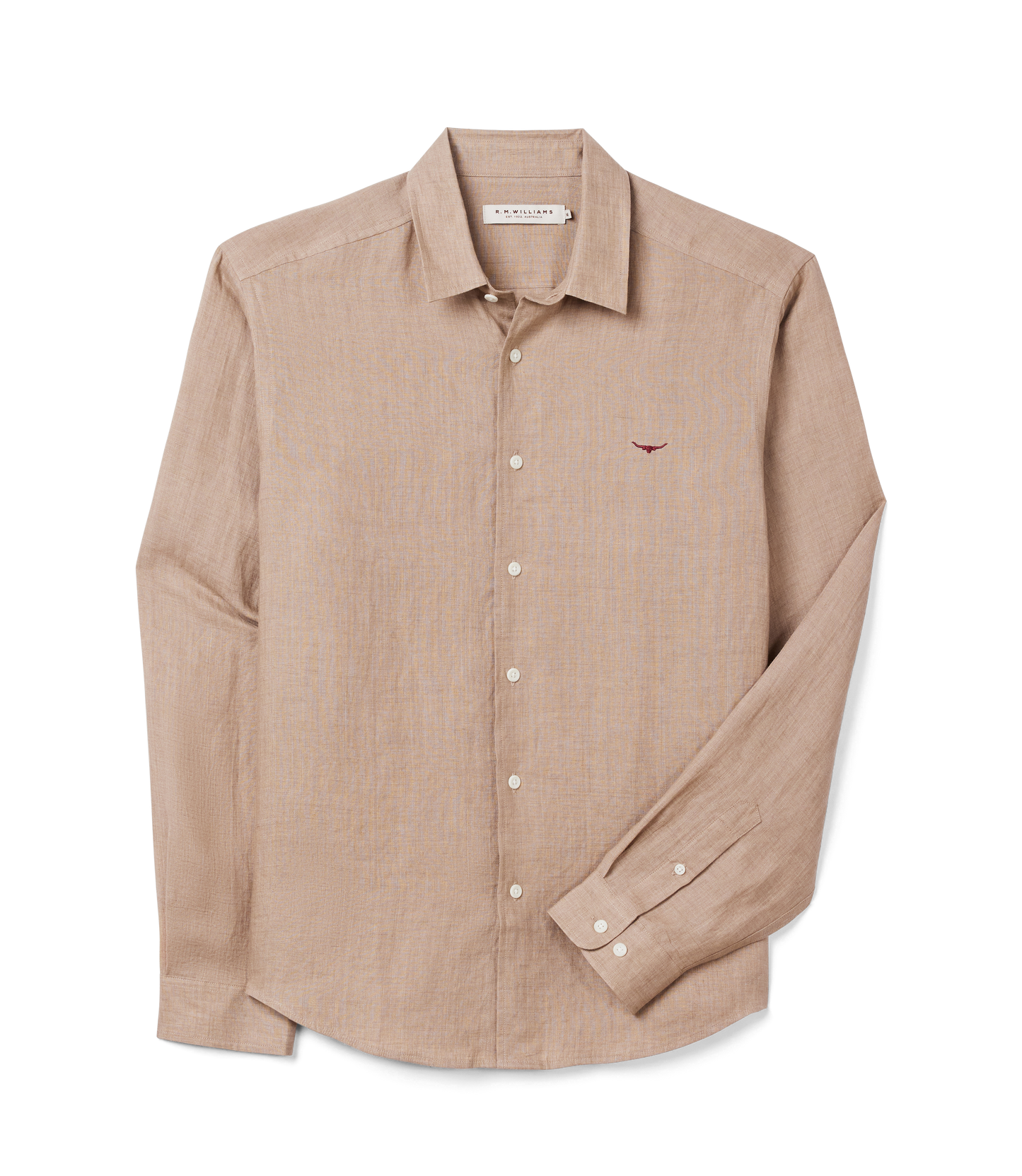R.M. Williams, the Newman Classic Linen Shirt in Taupe