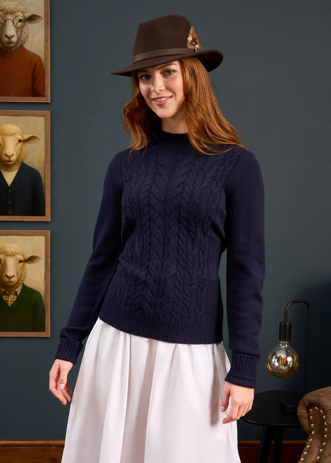 Alan Paine Ladies Knitwear - Sienna Wool/Cashmere - Dk Navy