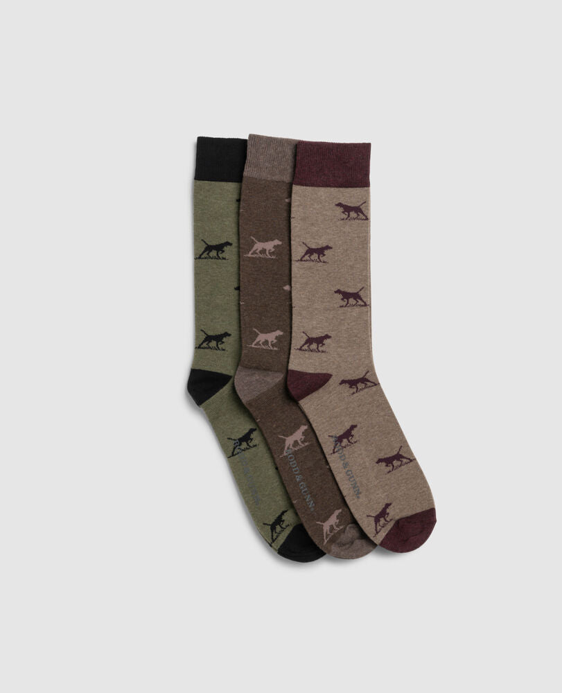 Rodd & Gunn, Rodd & Gunn Dogs-A-Plenty 3 Pack Sock - (Earth Multi)