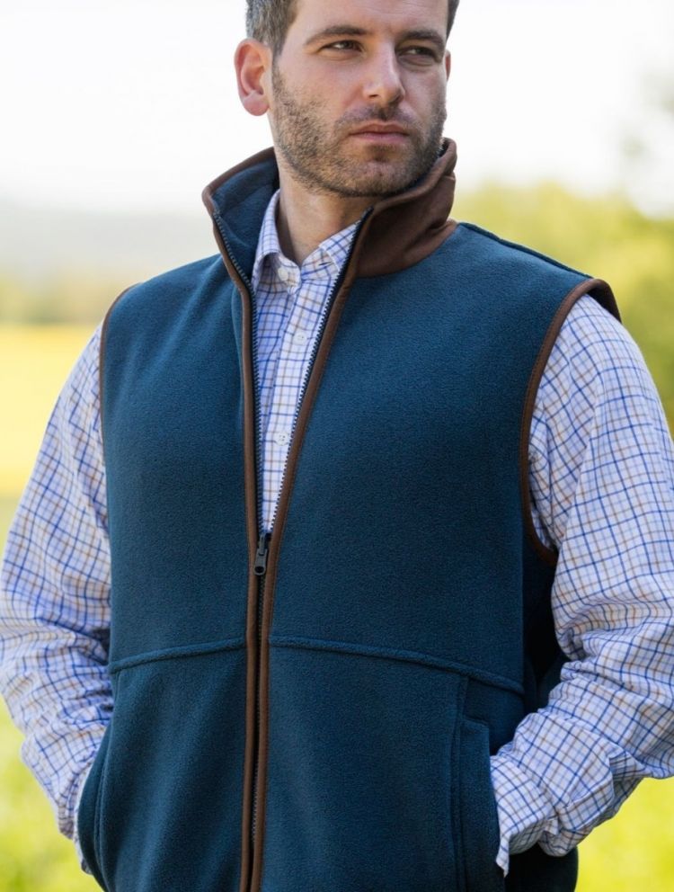 Alan Paine Aylsham Fleece Gilet in Blue Steel