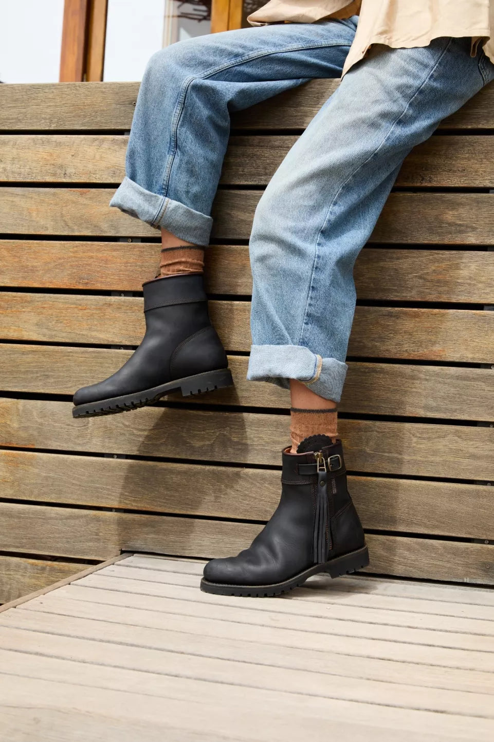 Penelope Chilvers, Inclement Cropped Tassel Boot - (101 Black)