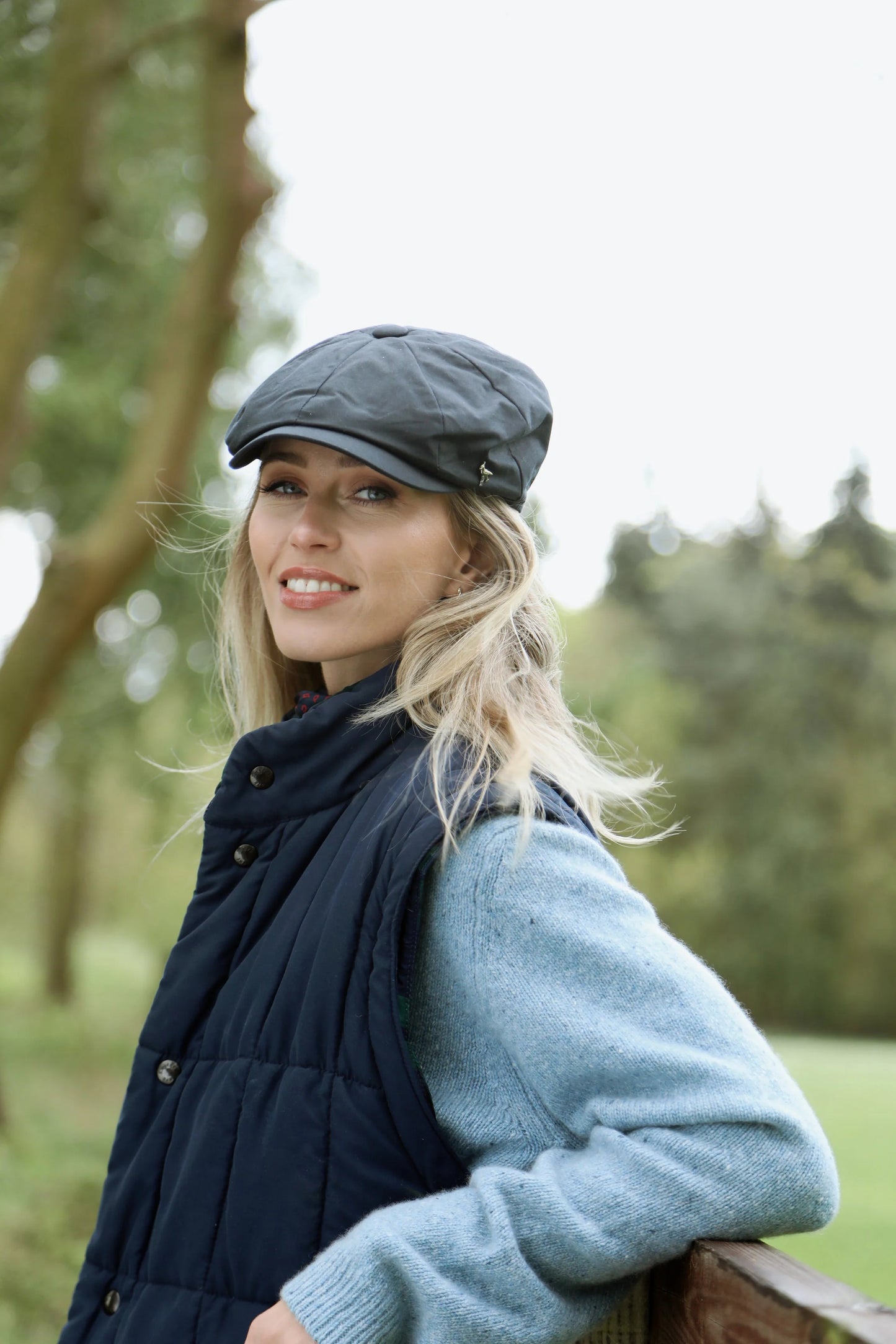 Hengrave Wax Baker Boy Cap, Navy