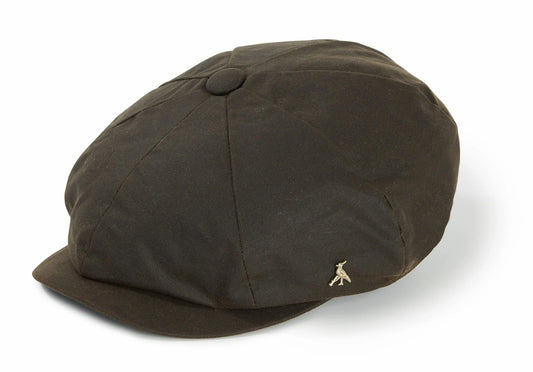 Hengrave Wax Baker Boy Cap, Olive