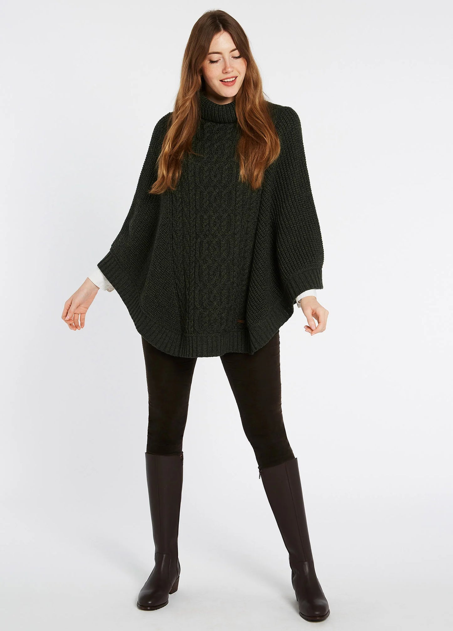 Dubarry Of Ireland, Kilronan Knit Poncho - (Olive)
