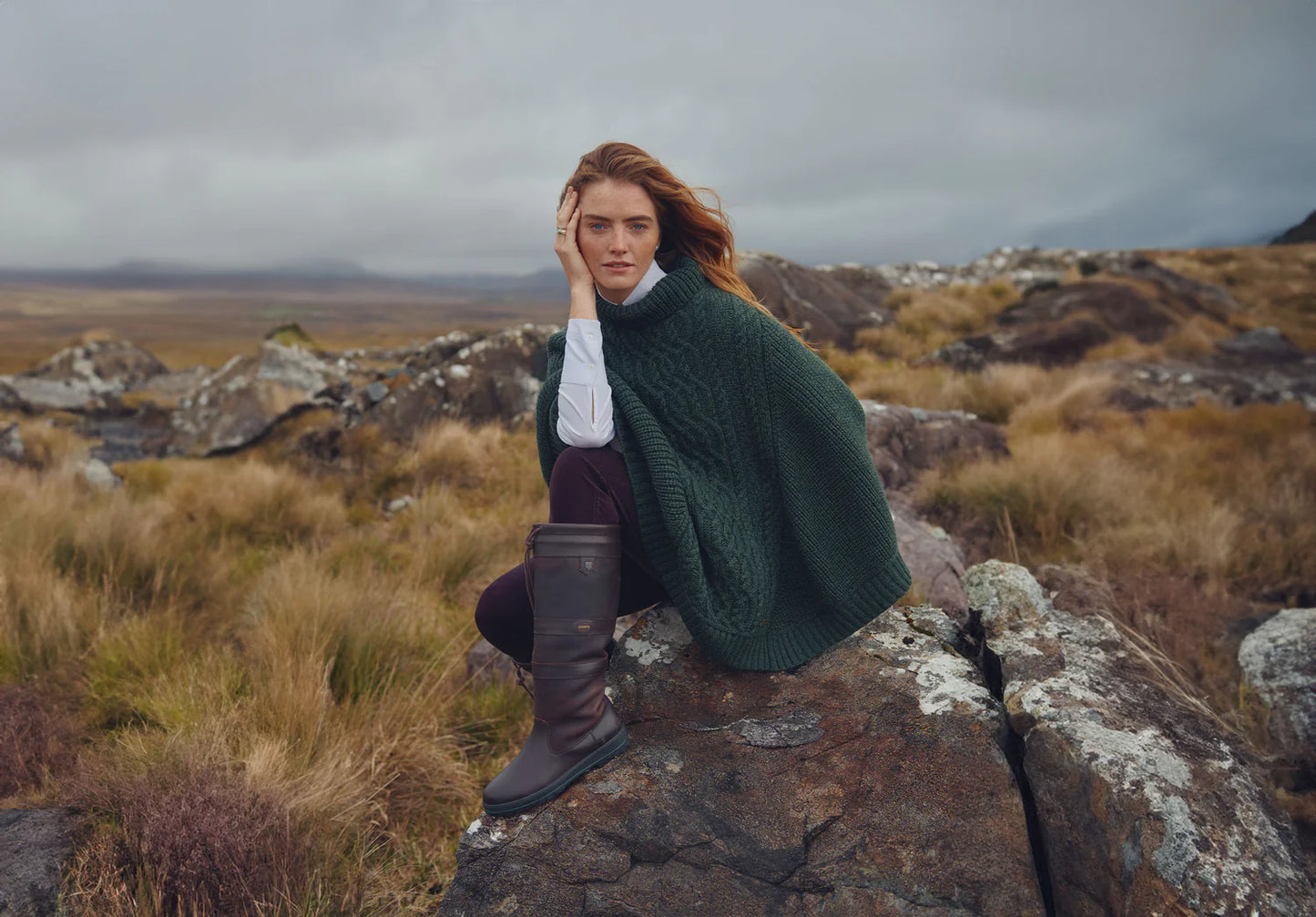 Dubarry Of Ireland, Kilronan Knit Poncho - (Olive)