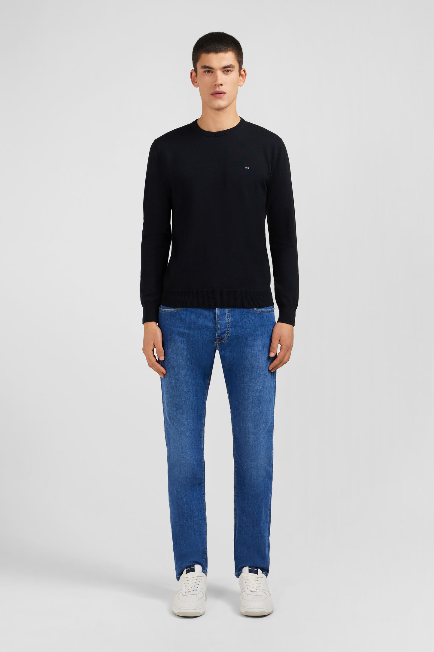 Eden Park Knitwear - Crew Black cotton jumper