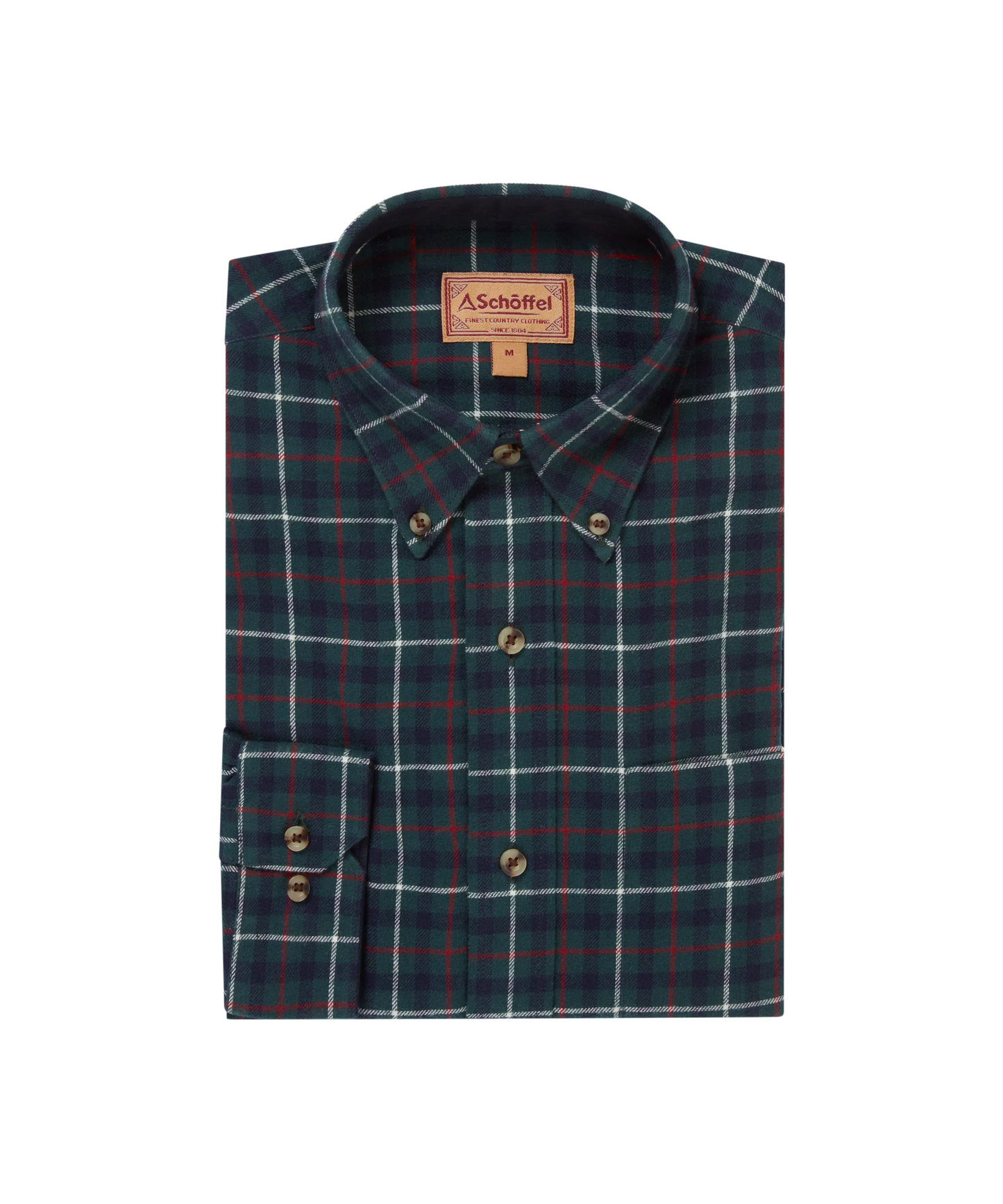 Schoffel Mens Countrywear, the Akenham Shirt in Botanical Green