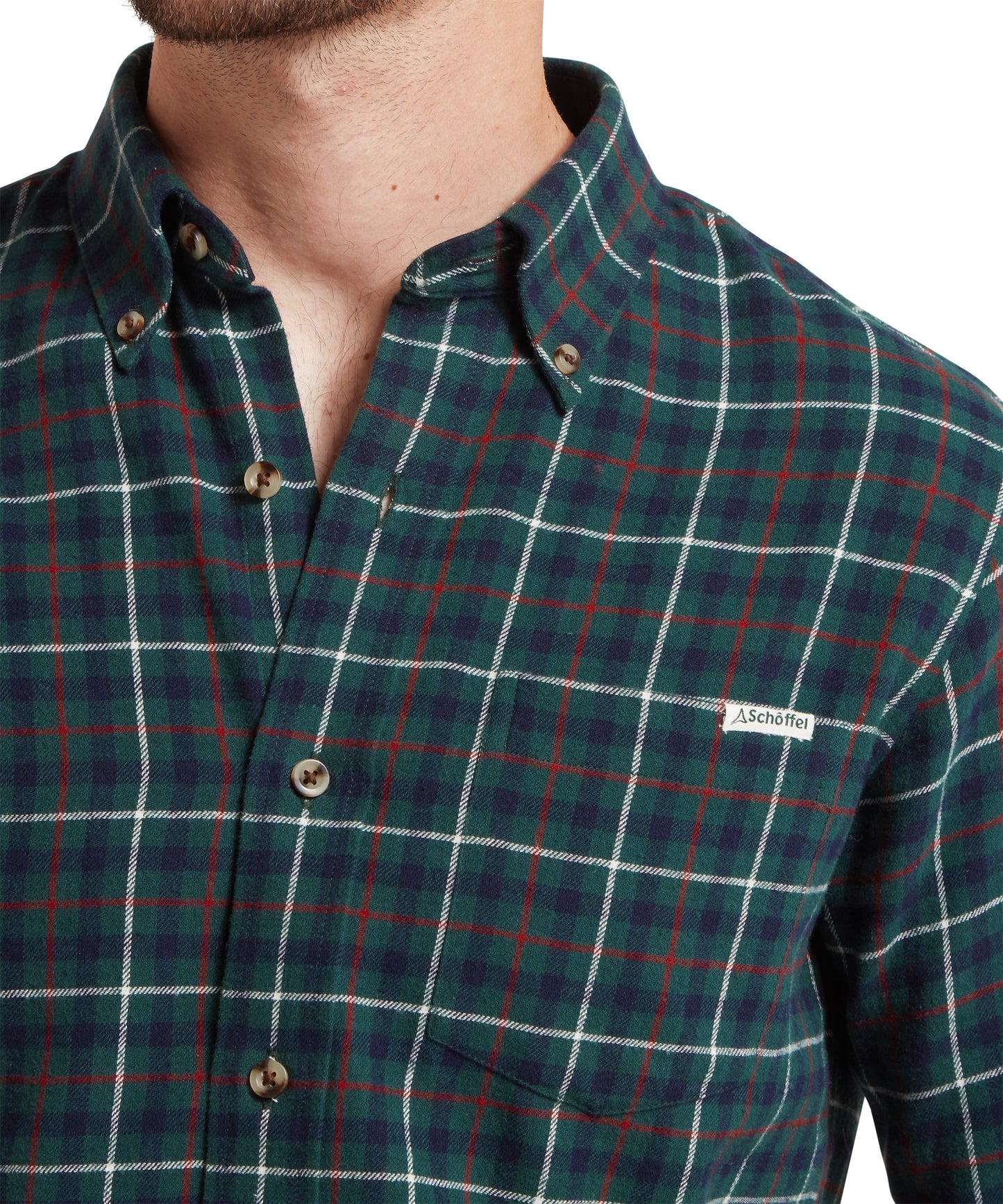 Schoffel Mens Countrywear, the Akenham Shirt in Botanical Green
