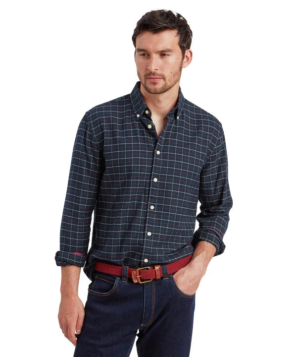 Schoffel, Aldeburgh Tailored Shirt - (Navy/Red/Ecru Check)