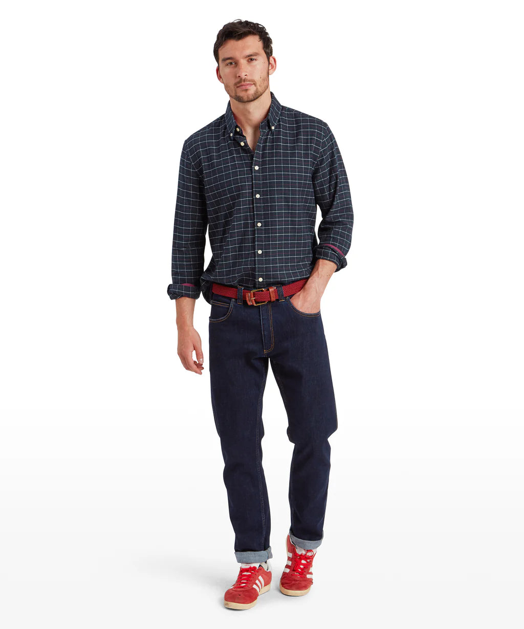 Schoffel, Aldeburgh Tailored Shirt - (Navy/Red/Ecru Check)