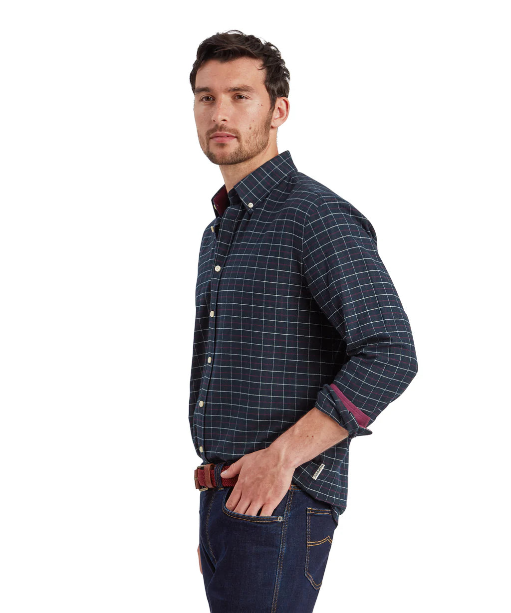 Schoffel, Aldeburgh Tailored Shirt - (Navy/Red/Ecru Check)