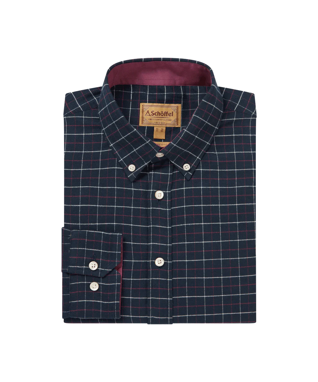 Schoffel, Aldeburgh Tailored Shirt - (Navy/Red/Ecru Check)