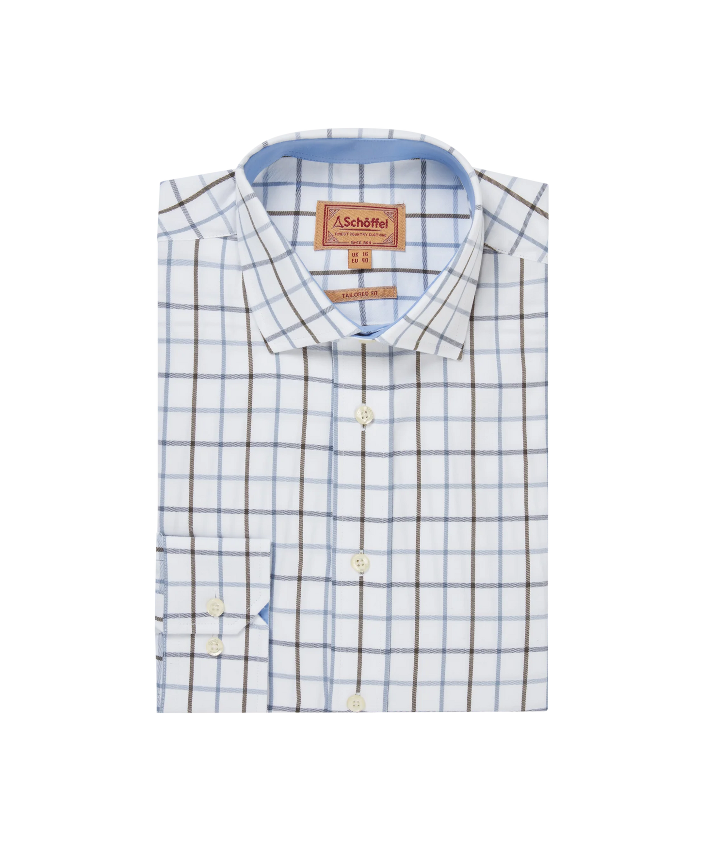 Schoffel Mens Countrywear, the Baconsthorpe Tailored Shirt in Mountain Blue