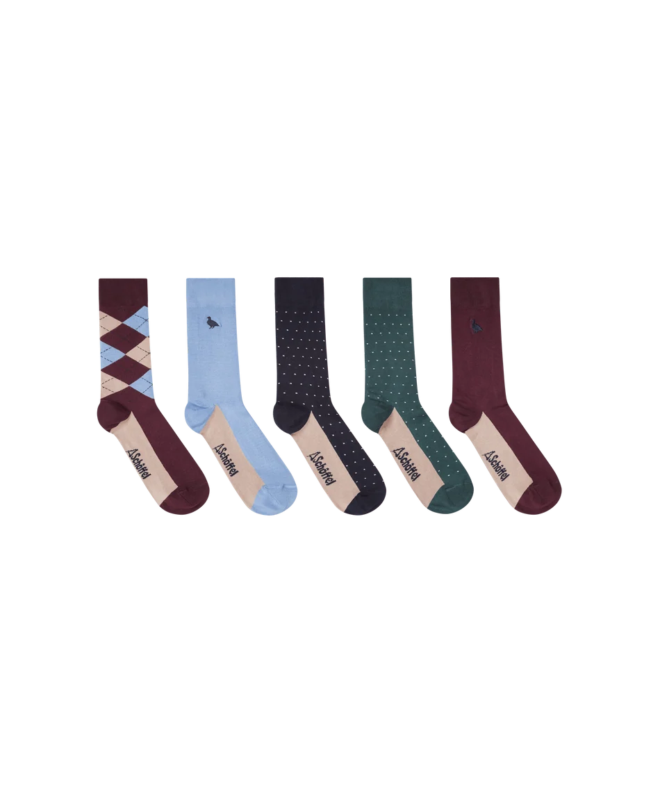 Schöffel, the Bamboo Sock (Box Of 5) in Argyle Pattern Mix