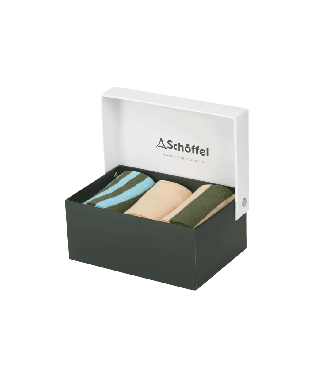 Schoffel, Bamboo Sock (Box Of 3) - (Cedar Stripe)