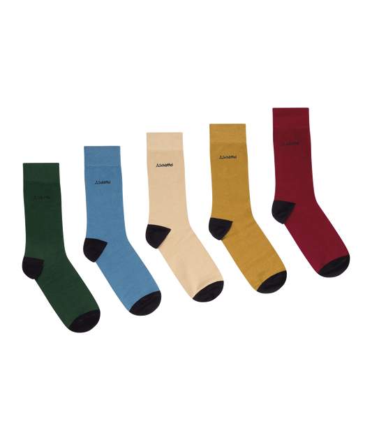 Schoffel Mens Countrywear, the Bamboo Sock (Box Of 5) in Logo Oat Mix