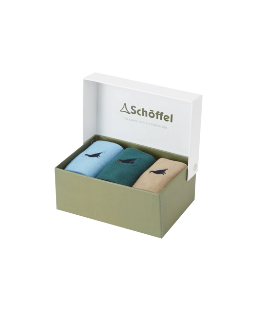 Schoffel Mens Countrywear, the Bamboo Sock (Box Of 3) in Ptarmigan Mix
