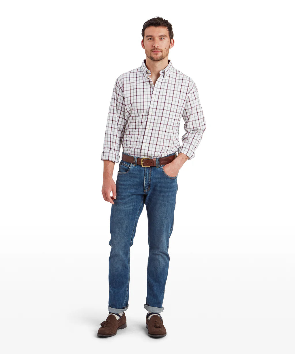 Schoffel, Brancaster Classic Shirt - (Wine Check)