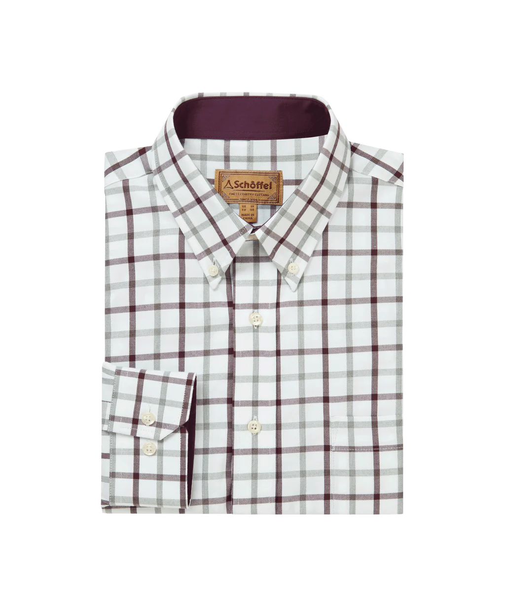 Schoffel, Brancaster Classic Shirt - (Wine Check)