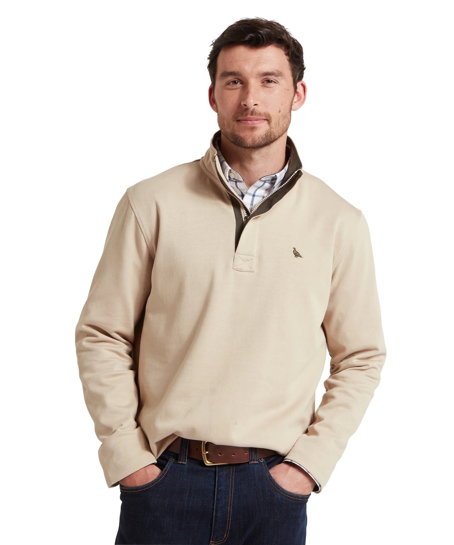 Schoffel Mens Countrywear, the Branscombe Cove Sweatshirt in Cobblestone