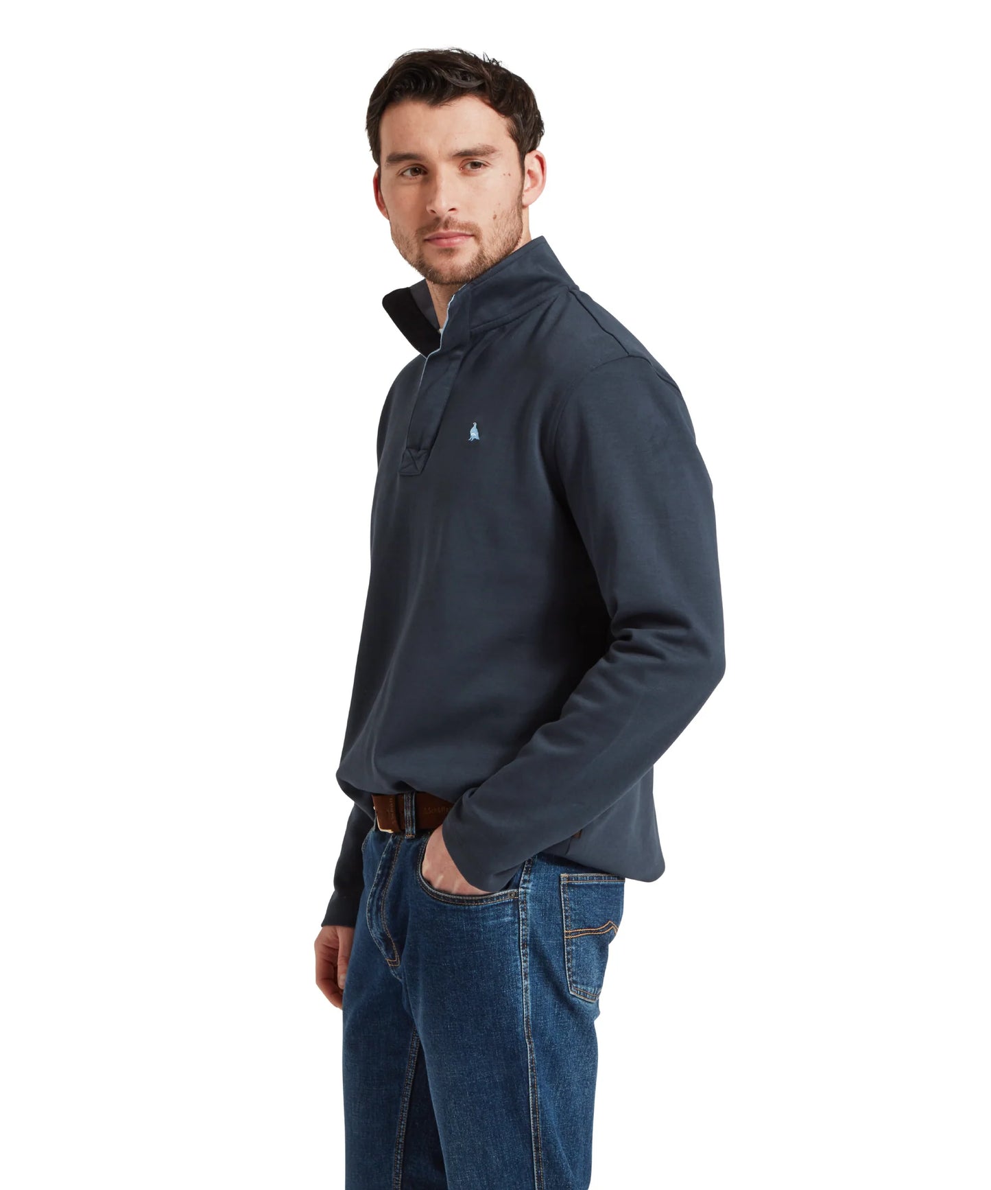 Schoffel Mens Countrywear, the Branscombe Cove Sweatshirt in Dark Blueberry