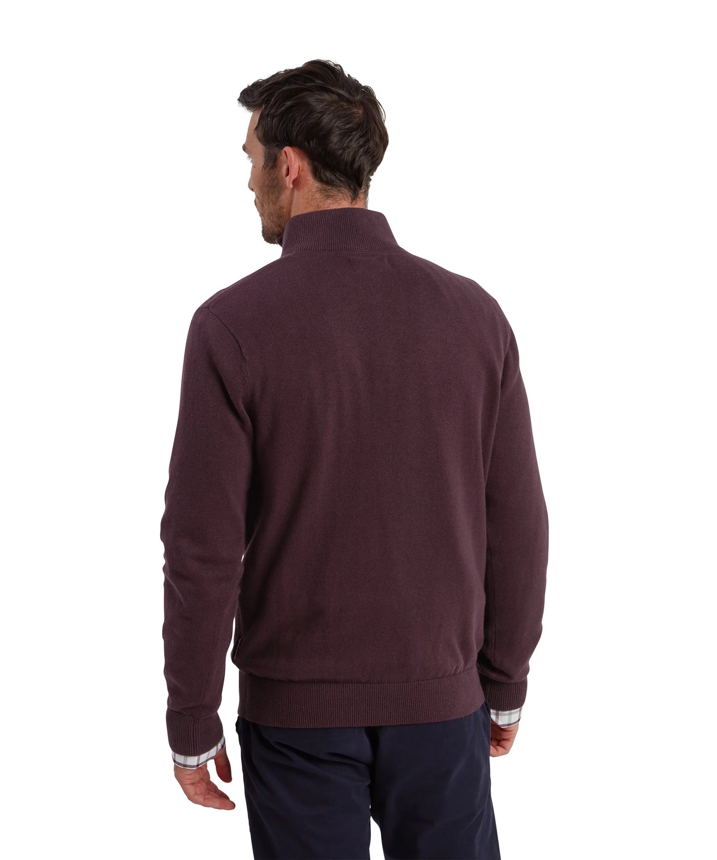 Schoffel Mens Countrywear, the Calton Cotton Cashmere 1/4 Zip Jumper in Wine