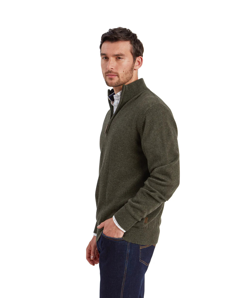 Schoffel, Calton Cotton Cashmere 1/4 Zip Jumper - (Loden Green)