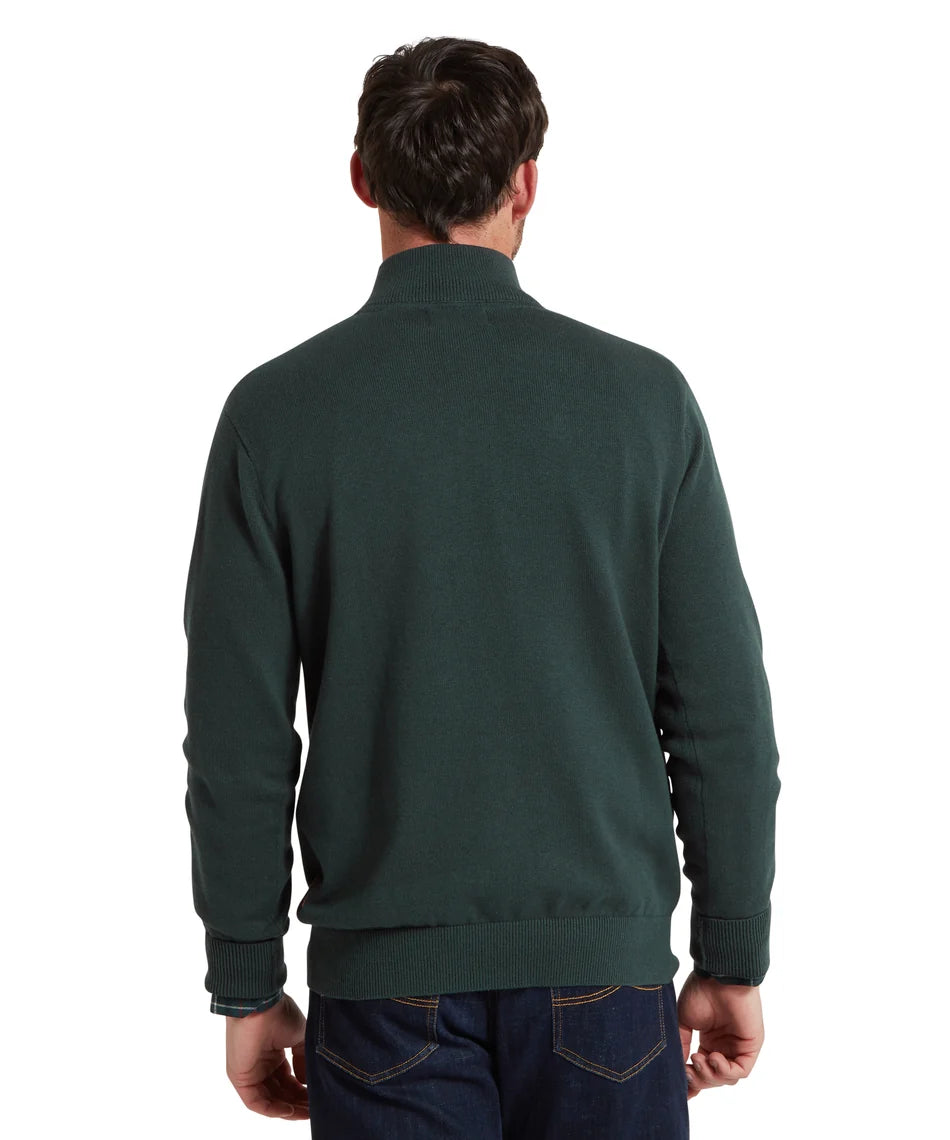 Schöffel Mens Countrywear, the Calton Cotton Cashmere 1/4 Zip Jumper in Botanical Green