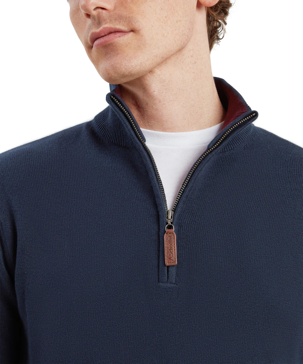 Schoffel, Calton Cotton Cashmere 1/4 Zip Jumper - (Petrol Blue)