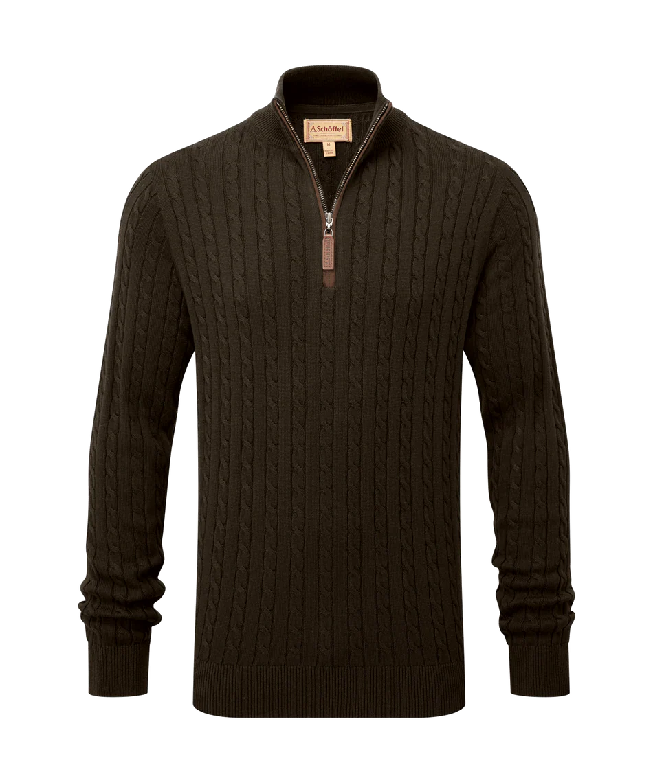 Schoffel, Calton Cotton Cashmere Cable 1/4 Zip Jumper