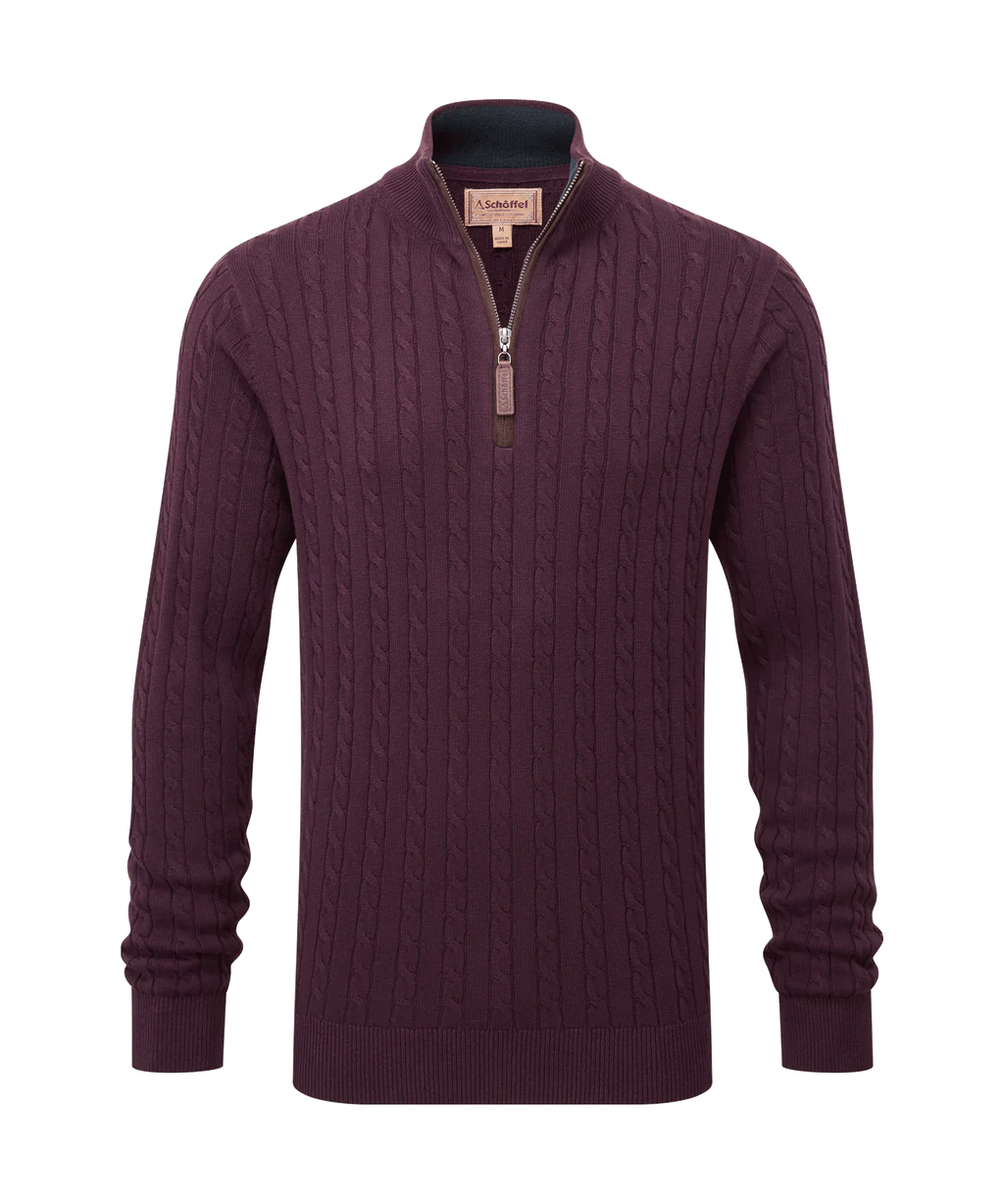 Schoffel, Calton Cotton Cashmere Cable 1/4 Zip Jumper