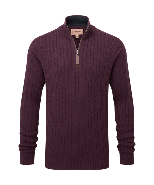Schoffel, Calton Cotton Cashmere Cable 1/4 Zip Jumper