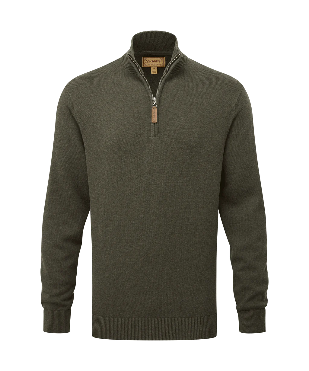 Schoffel, Calton Cotton Cashmere 1/4 Zip Jumper - (Loden Green)