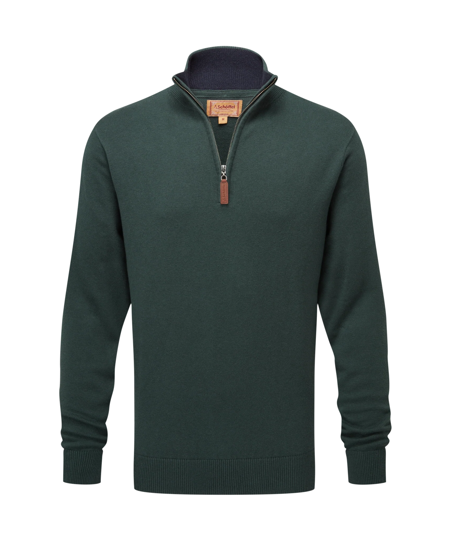 Schoffel Mens Countrywear, the Calton Cotton Cashmere 1/4 Zip Jumper in Botanical Green
