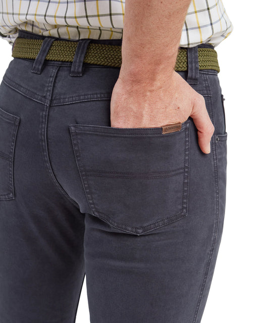Schoffel Mens Countrywear, the Canterbury 5 Pocket Jean in Charcoal