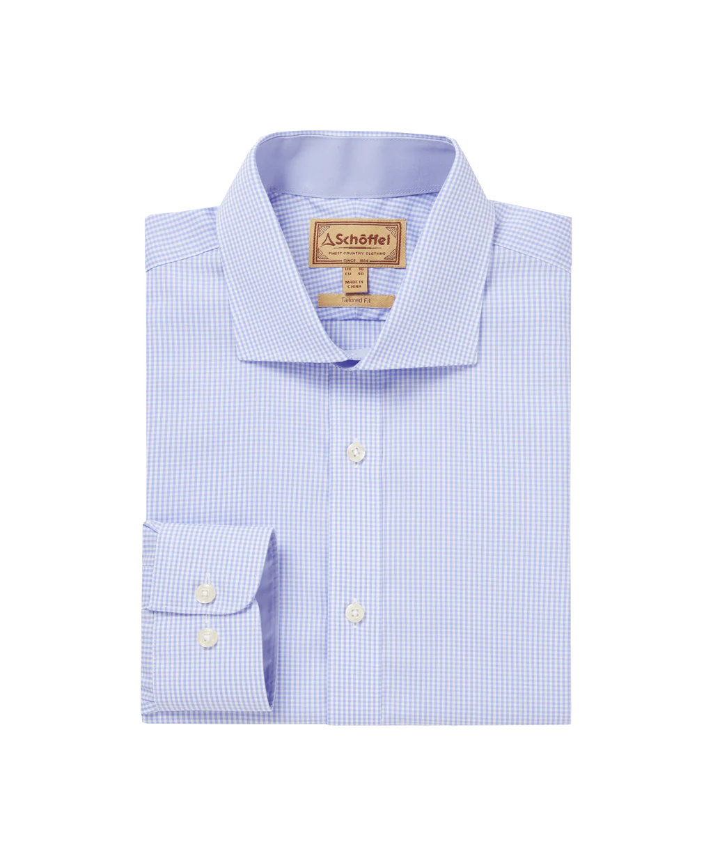 Schoffel, Greenwich Tailored Shirt - (Light Blue Micro Check)