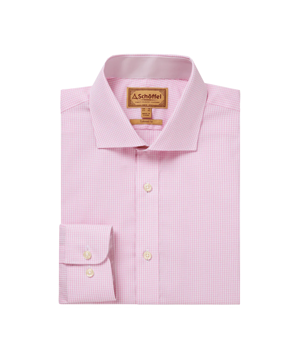 Schoffel, Greenwich Tailored Shirt - (Light Pink Micro Check)