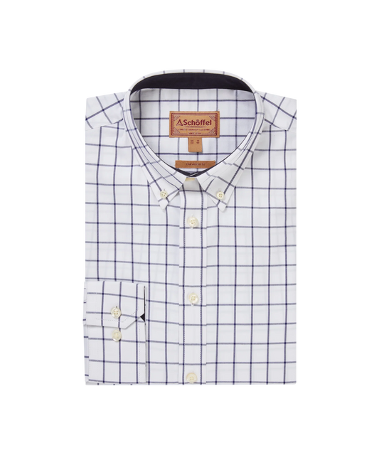 Schoffel Mens Countrywear, the Halesworth Tailored Shirt in Blue Check