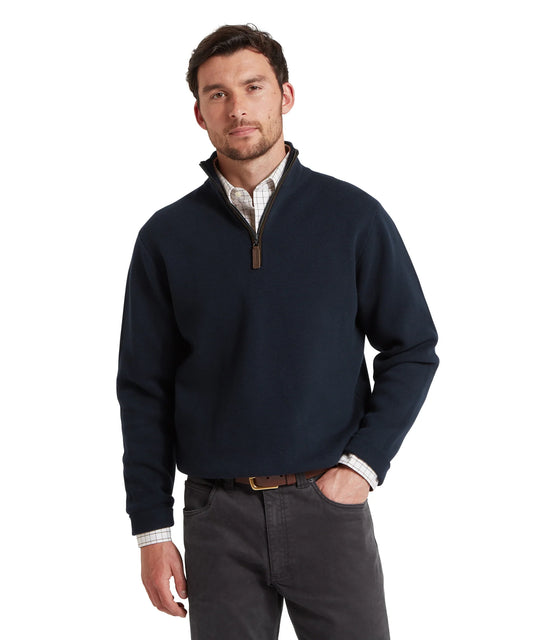 Schoffel Mens Countrywear, the Marlow 1/4 Zip Jumper in Navy