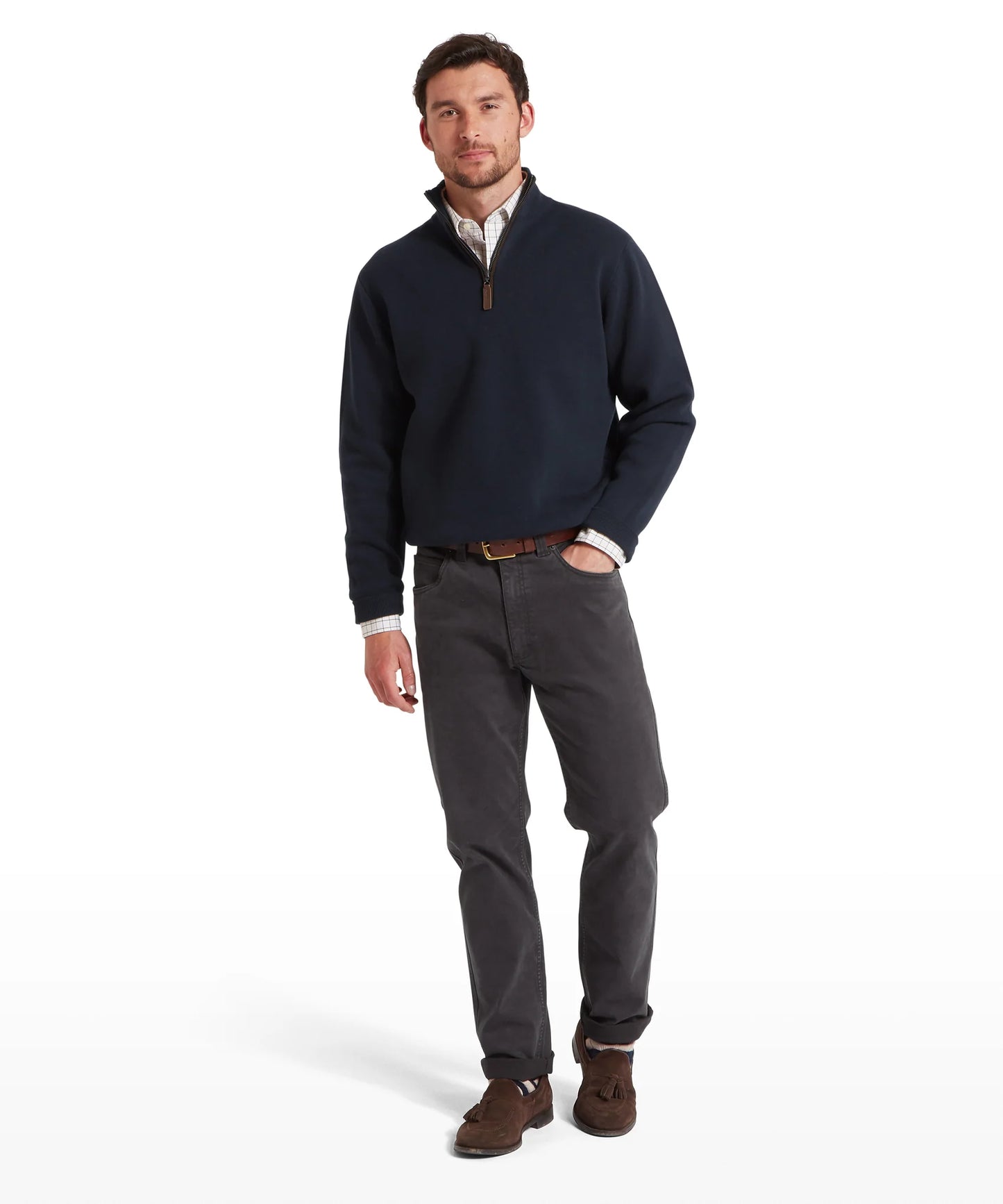 Schoffel Mens Countrywear, the Marlow 1/4 Zip Jumper in Navy
