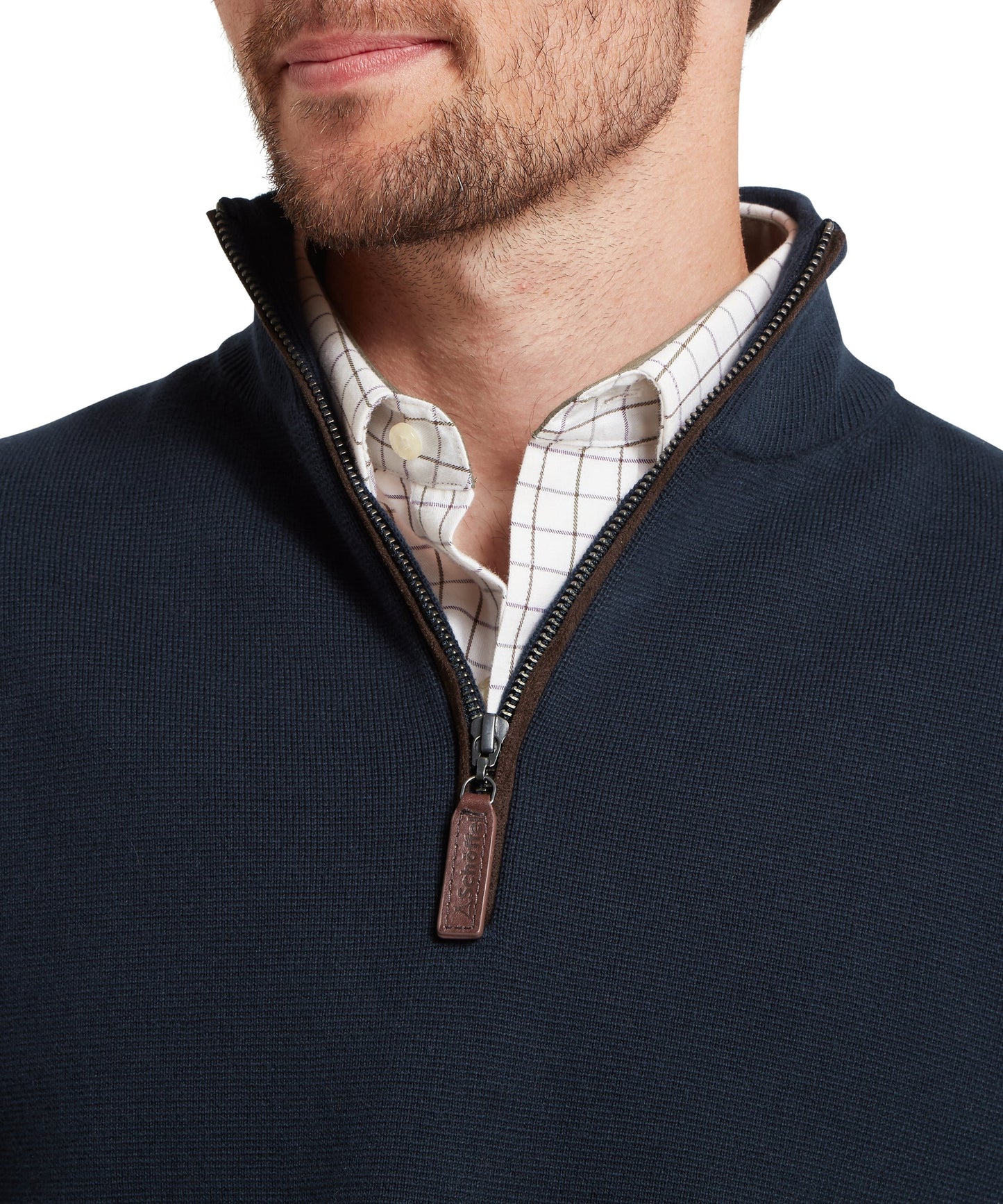 Schoffel Mens Countrywear, the Marlow 1/4 Zip Jumper in Navy