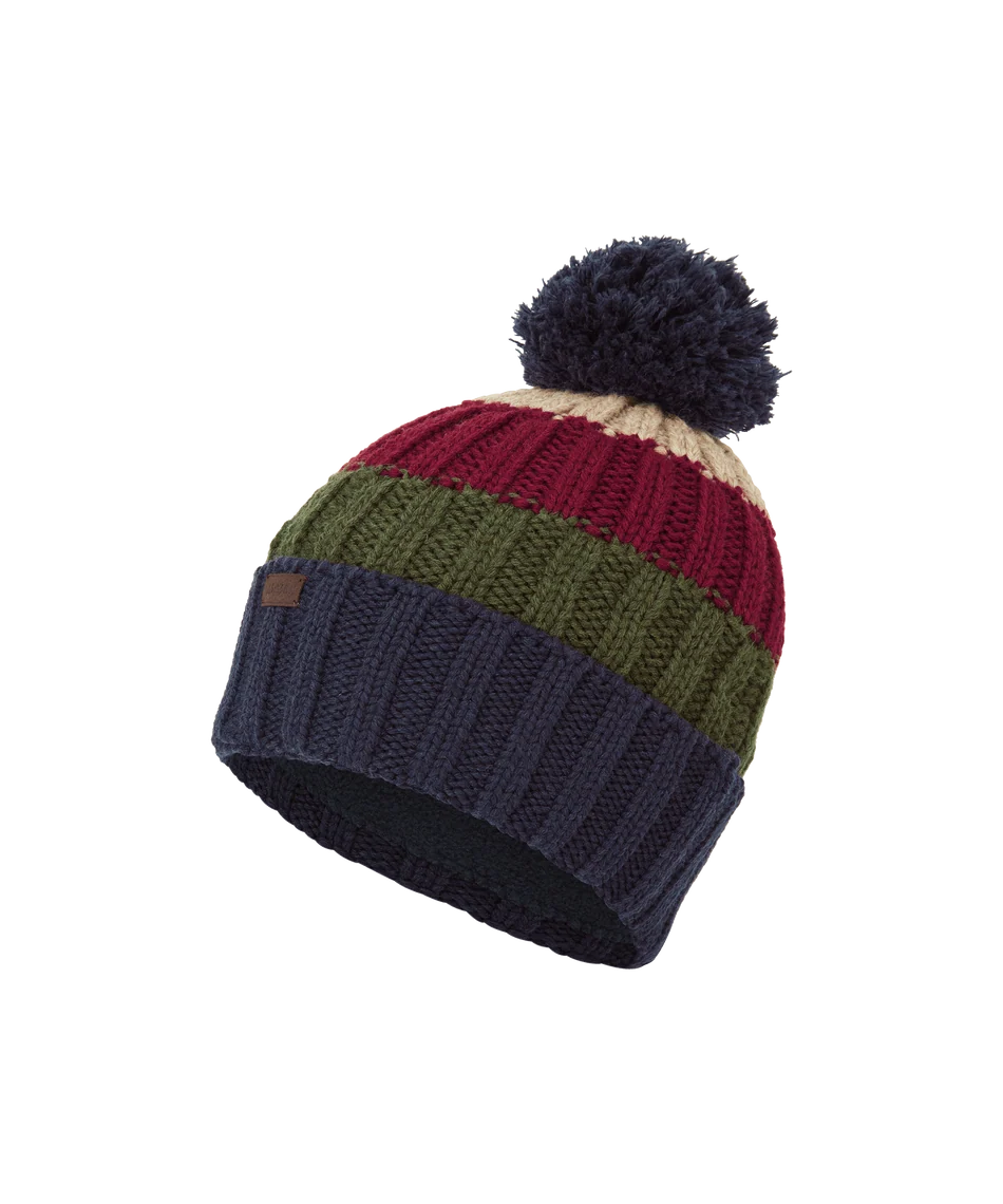 Schöffel, the Millford Bobble Hat in Navy/Dark Khaki Green
